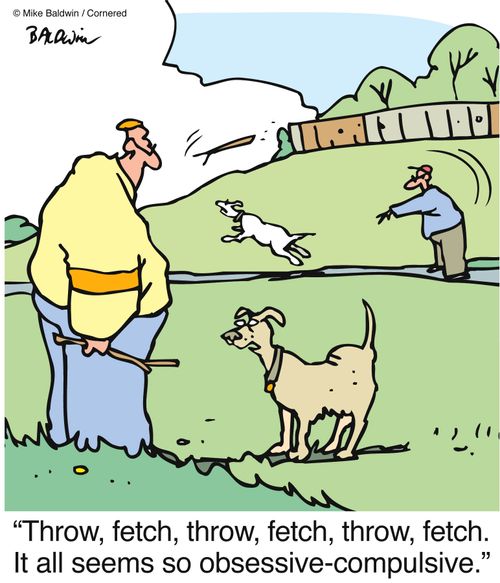 "Throw, fetch, throw, fetch, throw, fetch. It all seems so obsessive-compulsive."  