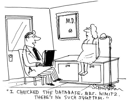 'I checked the database, Mrs. Nimitz. There's no such symptom.'