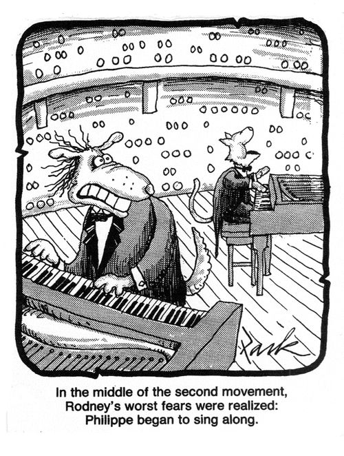 'In the middle of the second movement, Rodney's worst fears were realized; Phillippe began to sing along.'