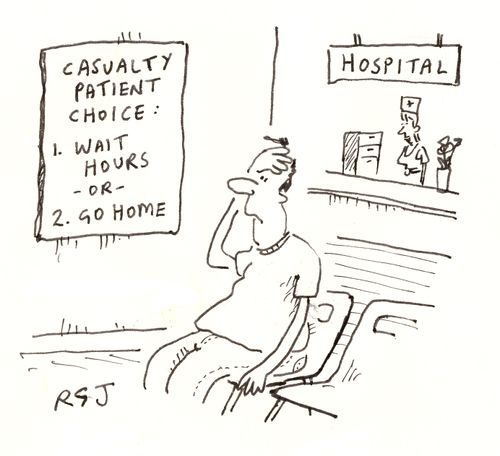 Emergency room notice - 'Wait hours, or go home'