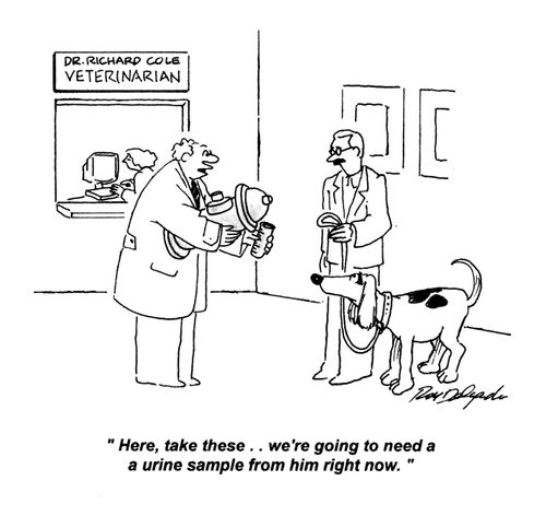 'Here, take these... we're going to need a urine sample from him right now.'