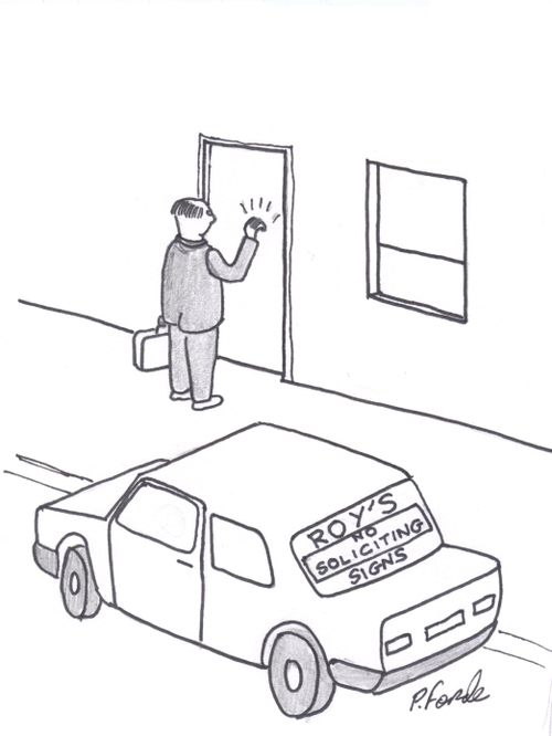 Roy's no soliciting signs