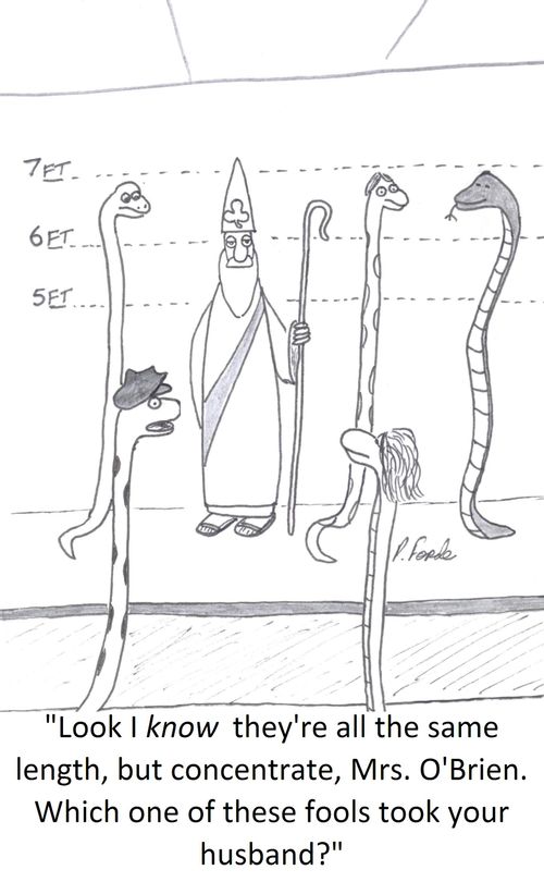 'Look I know they're all the same length, but concentrate, Mrs. O'Brien. Which one of these fools took your husband?'