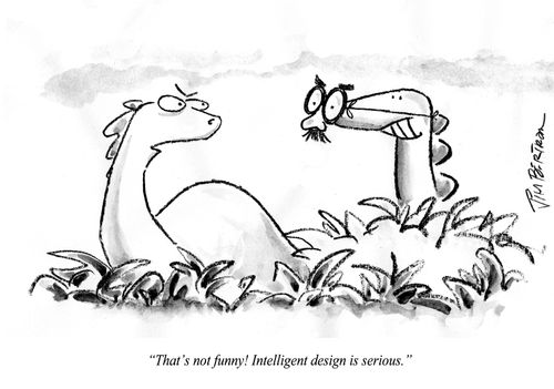 That's not funny! Intelligent design is serious.