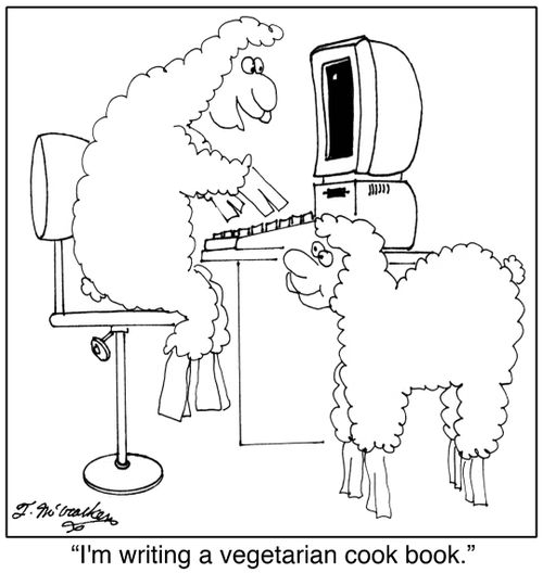 'I'm writing a vegetarian cook book.'