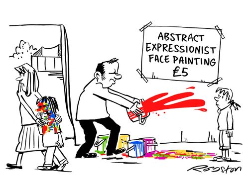 Abstract expressionist face painting.