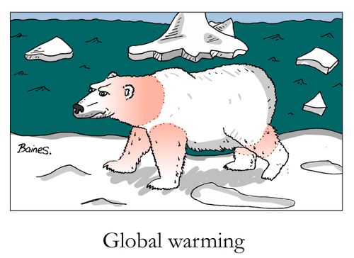Sunburnt polar bear due to Global warming.