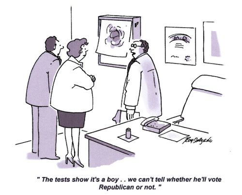 'The tests show it's a boy.. we can't tell whether he'll vote Republican or not.'