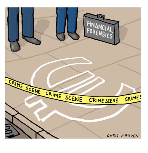 The state of the euro depicted as a crime scene.