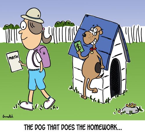 The dog that does the homework...