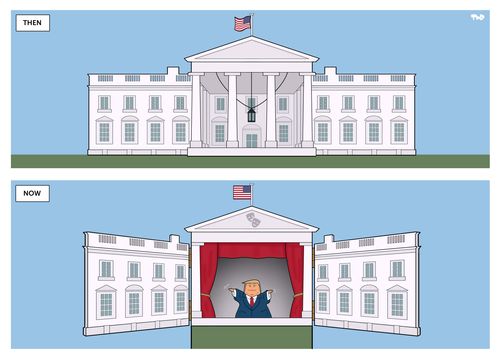 Donald Trump's White House as Puppet Show.