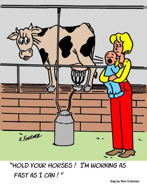"Hold your horses! I'm working as fast as I can!