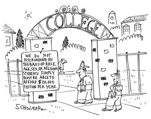 College: 'We do not discriminate on the basis of race, age, sex, or religion. Students must simply be able to afford $20,000 tuition per year.'