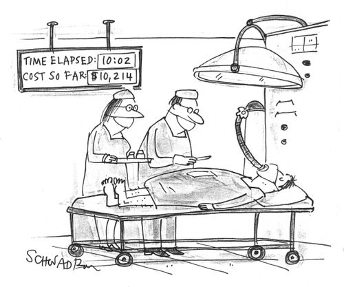 Counter recording 'time elapsed' and 'cost so far' during surgery.