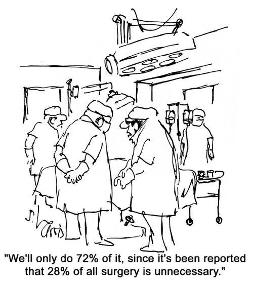'We'll only do 72% of it, since it's been reported that 28% of surgery is unnecessary.'