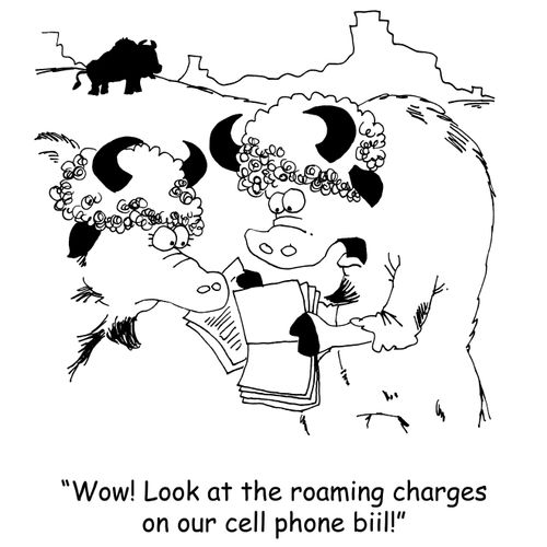 'Wow! Look at the roaming charges on our cell phone bill!'