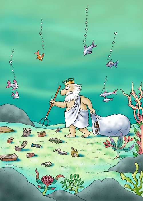 Neptune Clearing Up Waste Under the Sea.