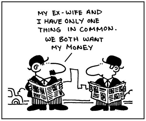 'My ex-wife and I have only one thing in common. We both want my money.'