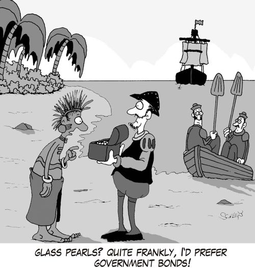 'Glass pearls? Quite frankly, I'd prefer government bonds!'