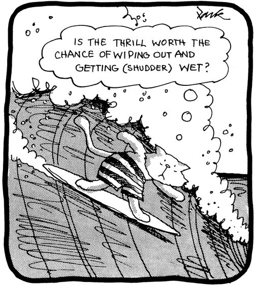 'Is the thrill worth the chance of wiping out and getting (shudder) wet?'