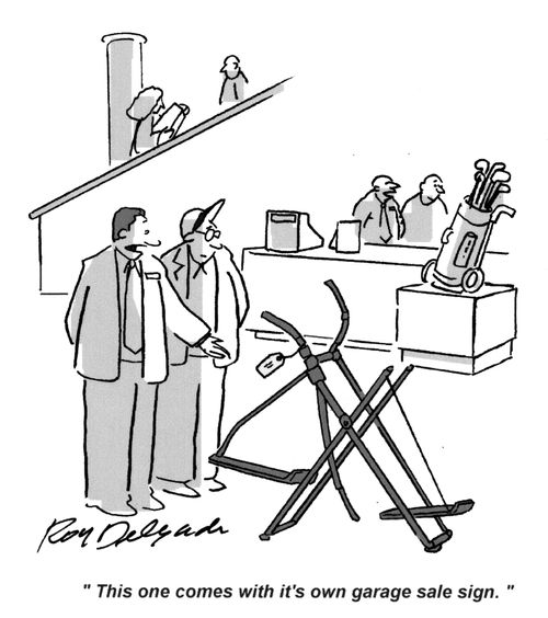 'This one comes with it's own garage sale sign.'