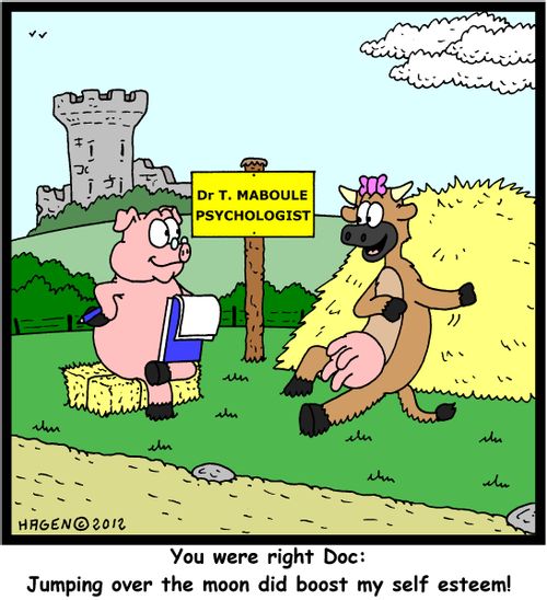 'You were right Doc: Jumping over the monn did boost my self esteem!'