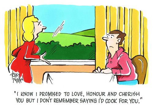'I know I promised to love, honour and cherish you but I don't remember saying I'd cook for you.'