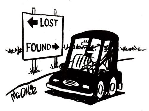 Sign with directions for "Lost" and "Found"