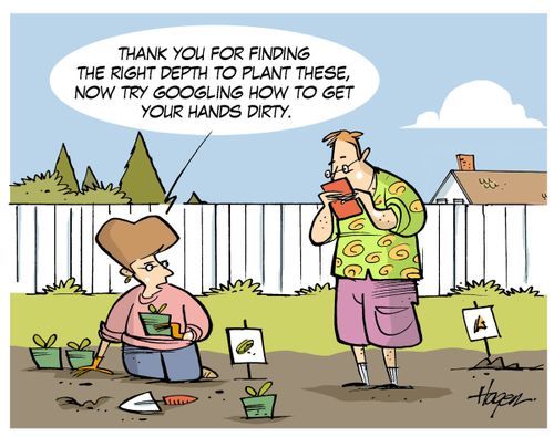 "Thank you for finding the right depth to plant these, now try googling how to get your hands dirty."