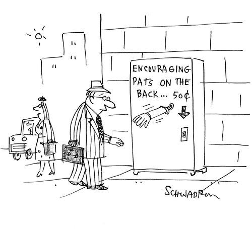 Encouraging pats on the back.