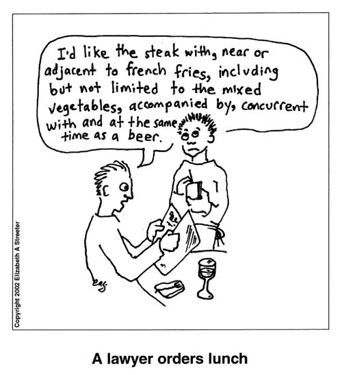 'A lawyer orders lunch.'