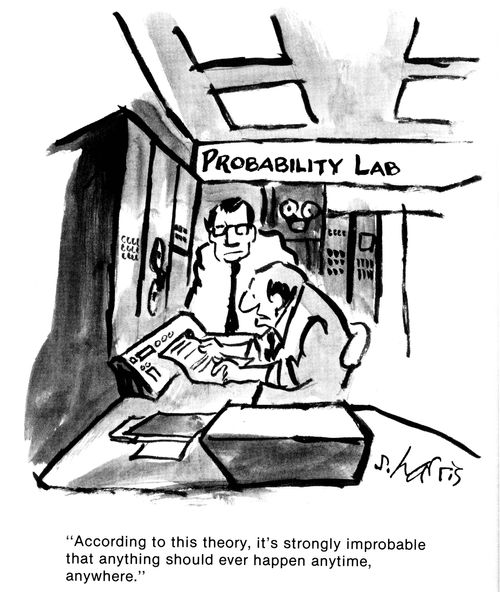 'According to this theory, it's strongly improbable that anything should ever happen anytime, anywhere.'