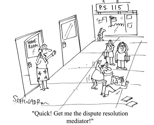 'Quick!  Get me the dispute resolution mediator!'