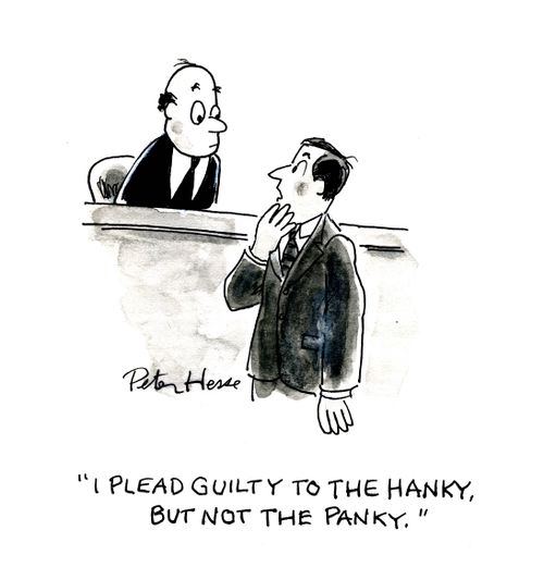'I plead guilty to he hanky, but not the panky.'