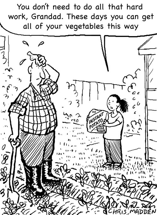 Convenience food: '...these days you can get your vegetables this way.'