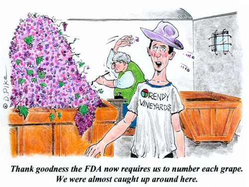 'Thank goodness the FDA now requires us to number each grape. We were almost caught up around here.'