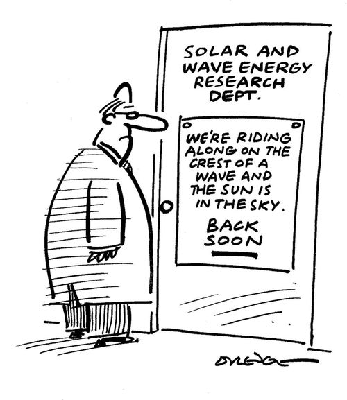 Solar and Wave Energy Research: 'We riding along on the crest of a wave and the sun is in the sky.'