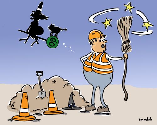 Witch steals a traffic man's Go sign.