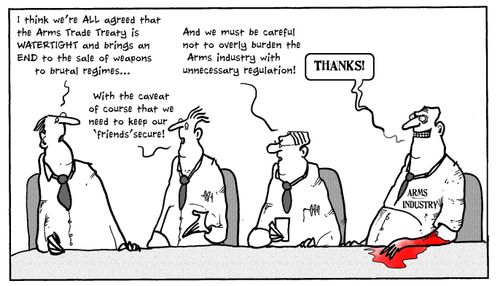 "I think we're all agreed that the Arms Trade Treaty is watertight and brings an end to the sale of weapons to brutal regimes."