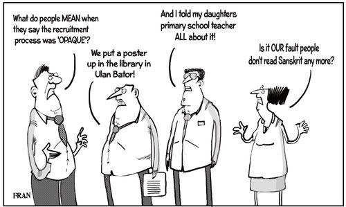 "What do people mean when they say the recruitment process was 'opaque'?