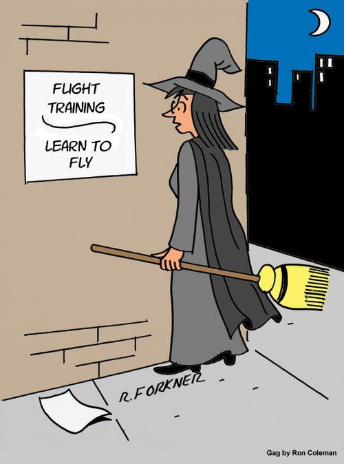 Witch Looks Into A Flight Training School