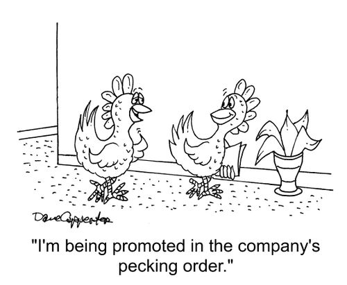 "I'm being promoted in the company's pecking order."