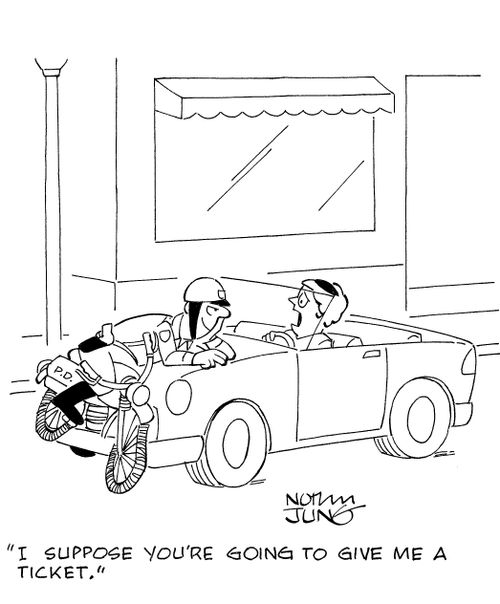 'I suppose you're going to give me a ticket.'