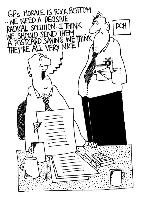 "GPs morale is rock bottom...I think we should send them a postcard saying they're very nice!"