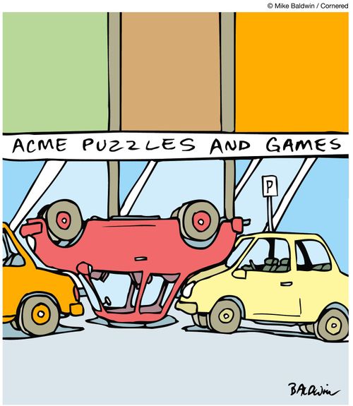 Parking in front of a puzzle and games company.