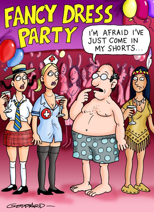 Fancy dress party: "I'm afraid I've just come in my shorts."