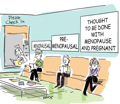 Groups of menopausal women in clinic.