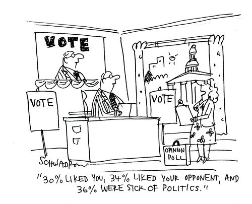 '30% liked you, 34% liked your opponent, and 36% were sick of politics.'