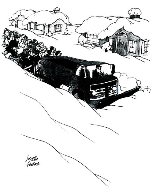 Town follows the snow plough.