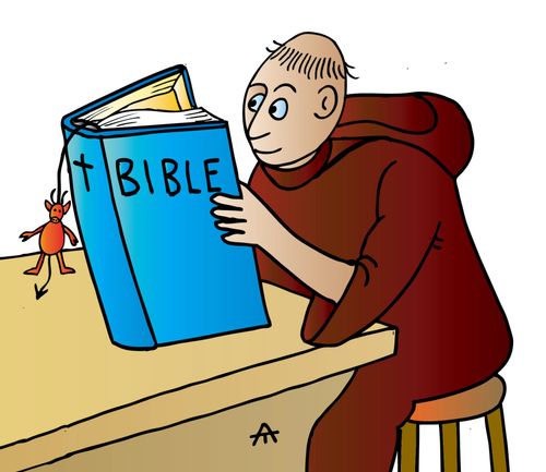 Monk and Bible and Devil Page Marker